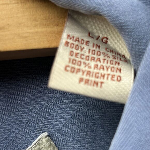 Tommy Bahama Hawaiian Camp Shirt Mens Large Silk O' Aces Embroidered Graphic - Picture 6 of 10